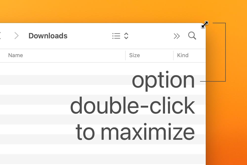 Maximize a Mac window by option-double-clicking its corner